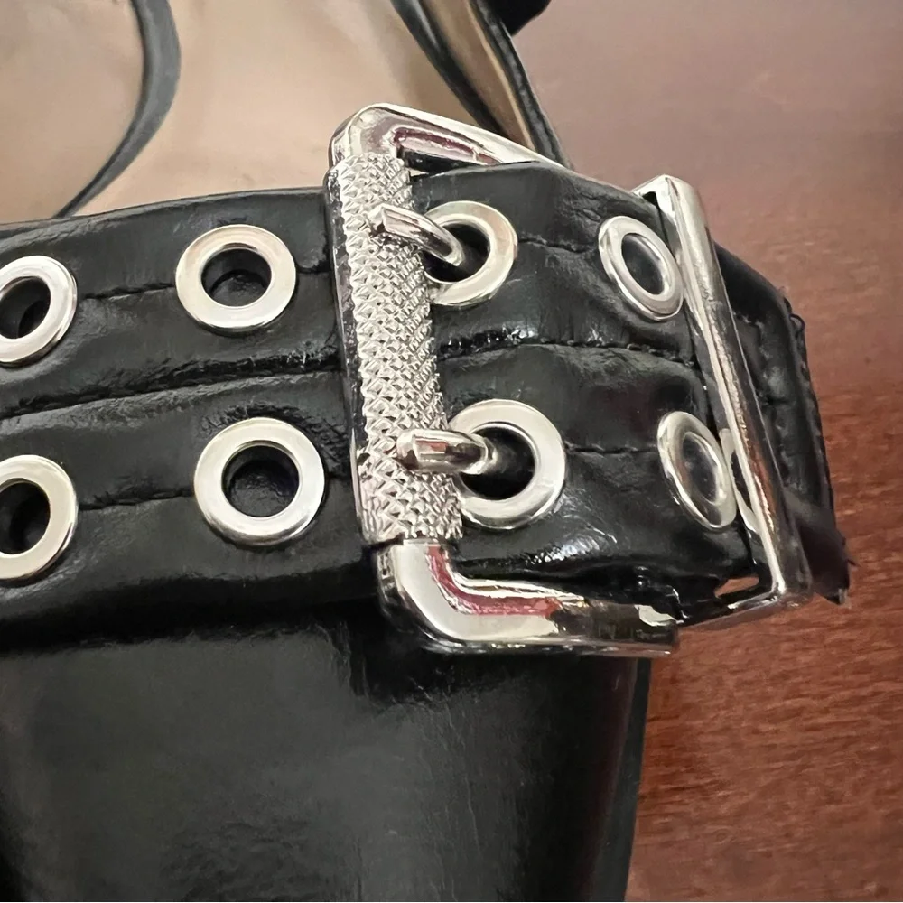 Mix No. 6 Sybel Flat black faux patent leather  silver hardware 9.5 nwot - Picture 8 of 16